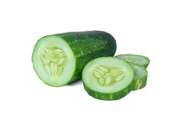 Cucumber isolated. Cucumber on white. Full depth of field. With clipping path