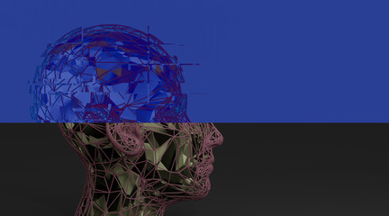 3d cyber virtual head - obrazy, fototapety, plakaty