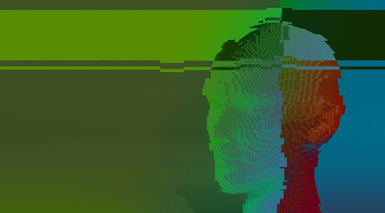 3d cyber virtual head - obrazy, fototapety, plakaty