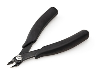 Side cutter diagonal wire cutting pliers isolated on white background. clipping path