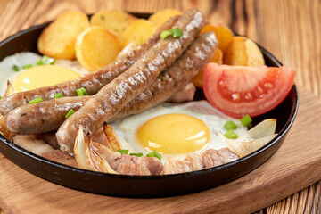 baked potato with sausage and egg