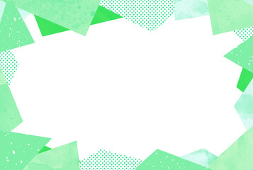 Green and white watercolor  triangle frame