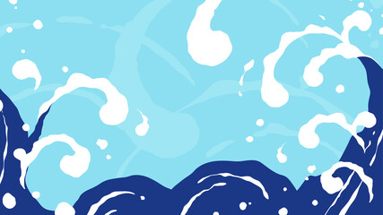 和風の波のリキッドアニメーションをイメージした背景イラスト_16:9