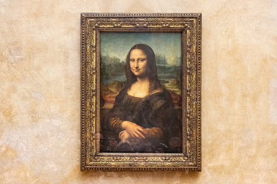 Paris, France - March 18, 2018: Mona Lisa, also known as La Gioconda or La Joconde,16th-century portrait painted in oil by Leonardo da Vinci in Florence, Italy. exhibited in the Parisian Louvre Museum