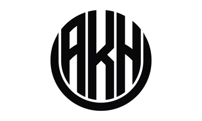 Deurstickers AKH shield with round shape logo design vector template   monogram logo   abstract logo   wordmark logo   lettermark logo   business logo   brand logo   flat logo. © Fahim
