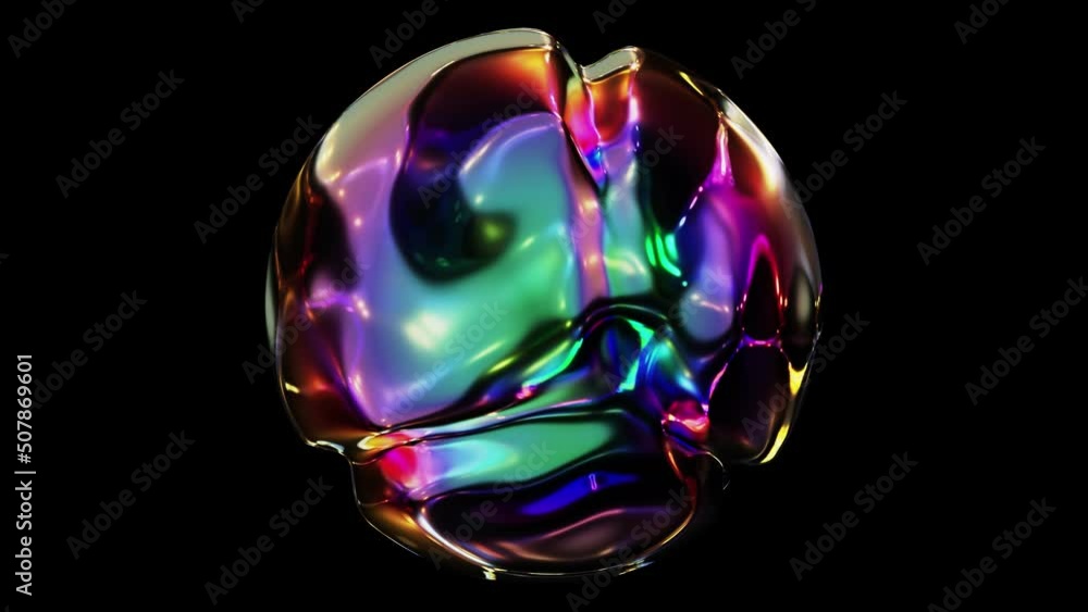 Aufkleber realistic looping 3d animation of the beautiful abstract morphing liquid colorful glass dark sphere 