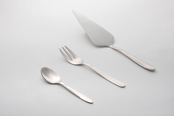 dessert cutlery isolated on white 