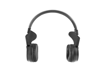 minmal concept photo of black headphones on white