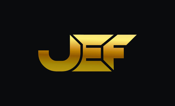 jef j e f alphabet letter logo combination gold creative text dots company vector icon design template