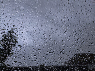 water drops on glass