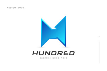 Modern and Futuristic Letter H Logo Design in Blue Gradient