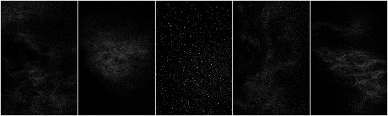 Set of distressed white grainy texture. Dust overlay textured. Grain noise particles. Snow effects pack. Rusted black background. Vector illustration, EPS 10.   