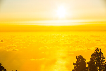 Sunset between Tajinastes in Caldera De Taburiente Nature Park, La Palma Island, Canary Islands, Spain