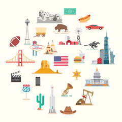 USA. Famous places and landmarks. - obrazy, fototapety, plakaty