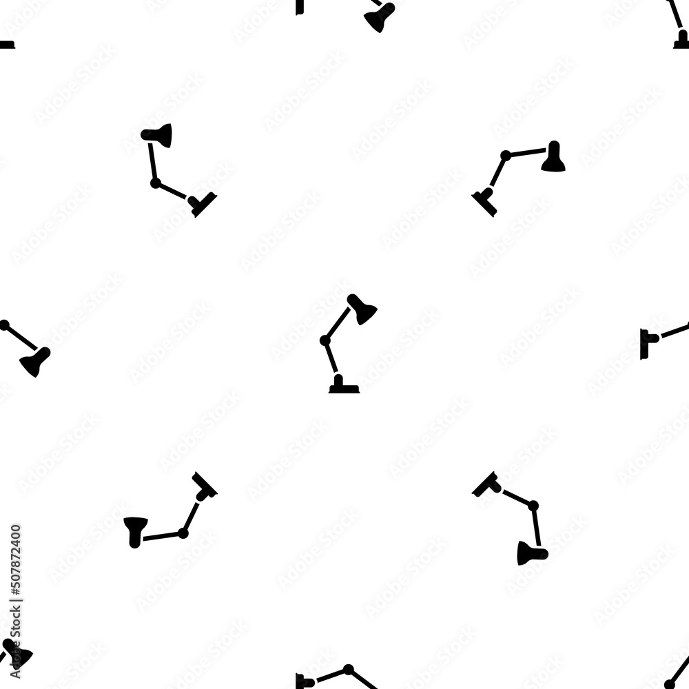 Poster seamless pattern of repeated black table lamp symbols. elements are evenly spaced and some are rotat