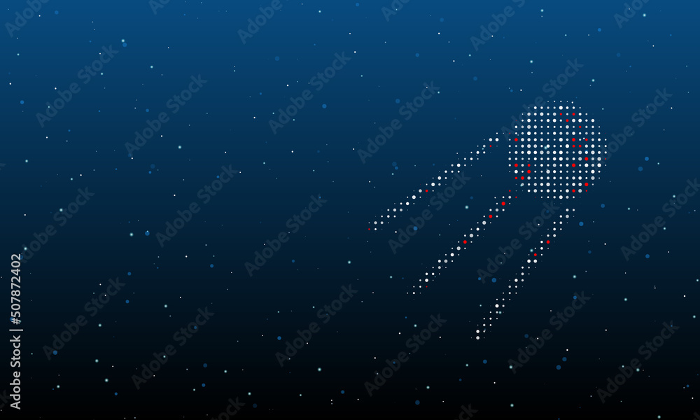 Aufkleber on the right is the satellite symbol filled with white dots. background pattern from dots and circle
