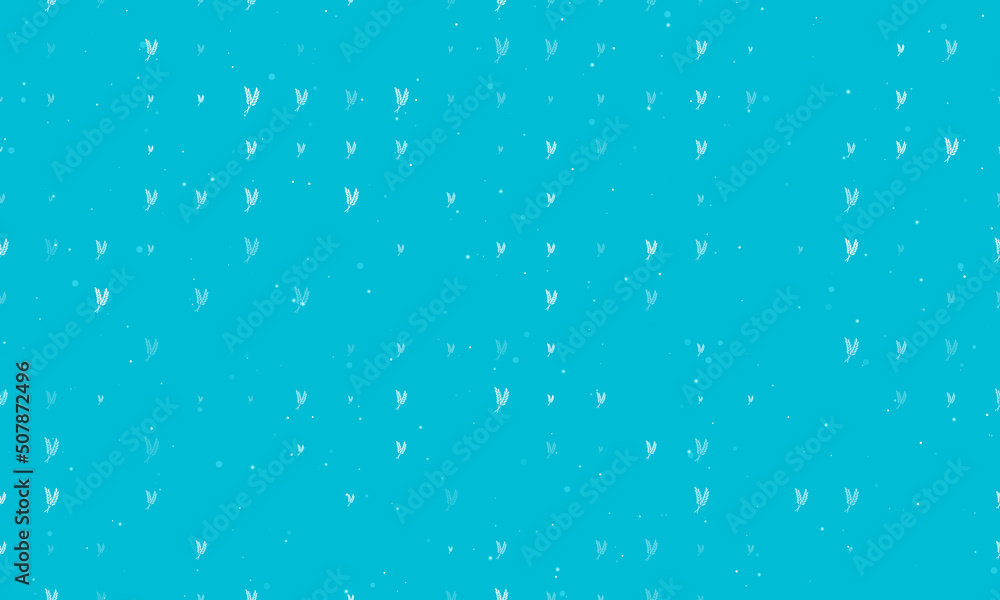 Poster seamless background pattern of evenly spaced white wheat symbols of different sizes and opacity. vec