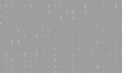 Seamless background pattern of evenly spaced white table lamp symbols of different sizes and opacity. Vector illustration on gray background with stars