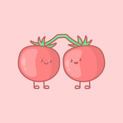 Cute tomato characters. Cartoon vector isolated illustration