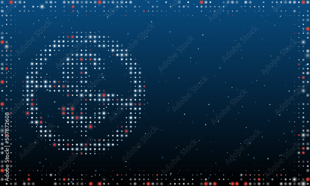 Aufkleber on the left is the no dollar symbol filled with white dots. pointillism style. abstract futuristic f