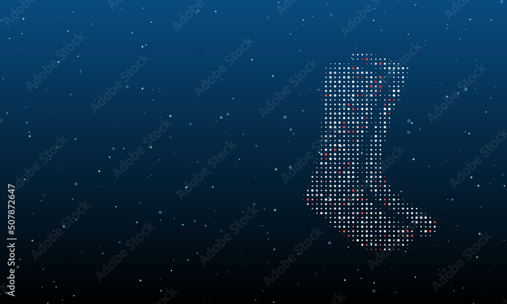 Poster on the right is the socks symbol filled with white dots. background pattern from dots and circles of