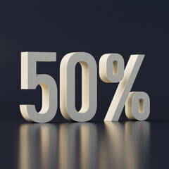 50 Percent Price Tag. Discount Fifty OFF Label. 50% Sale. 3d rendering illustration