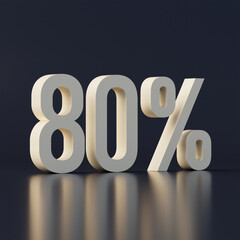 Minimalistic 80 percent composition on a dark blue background. 3d rendering illustration