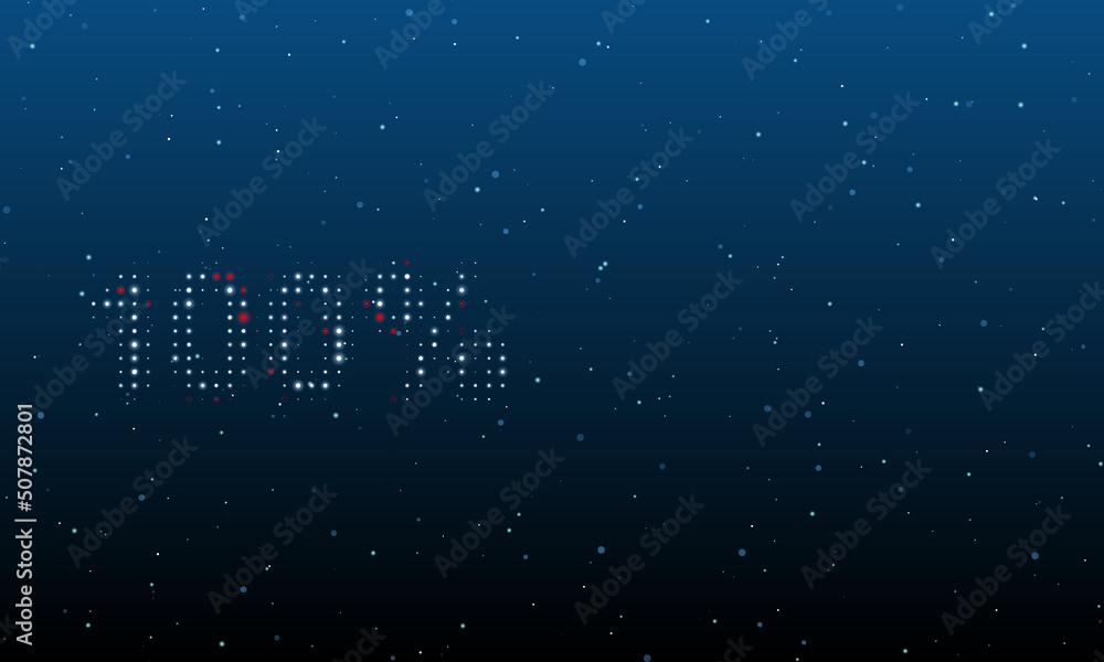 Poster on the left is the 100 percent symbol filled with white dots. background pattern from dots and circl