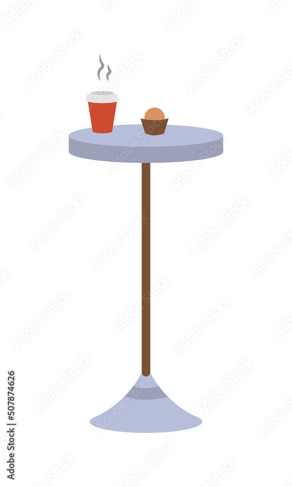 Aufkleber cafeteria table semi flat color vector object. full sized item on white. waiting at airport. coffee 