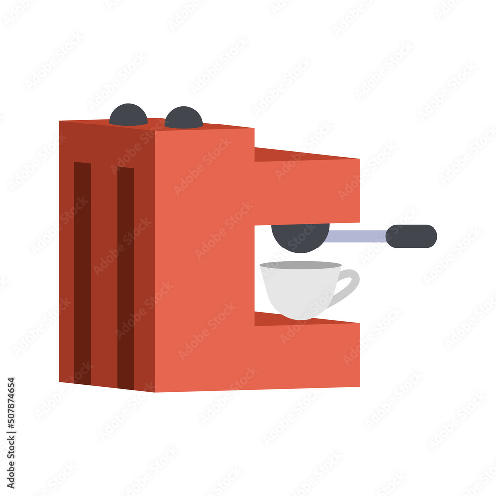 Poster coffee machine semi flat color vector object. full sized item on white. cafe and office arrangement.