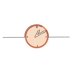 Clock icon. One line drawing. Vector illustration isolated on white background