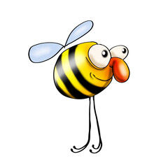 Cartoon smiling bee. Illustration on a white background.