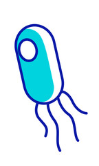 Bacterium semi flat color vector element. Full sized object on white. Microbiology. Scientific sample. Infectious agent simple cartoon style illustration for web graphic design and animation
