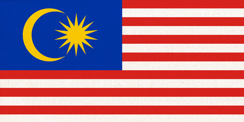 Flag of Malaysia. Fabric texture. National symbol.