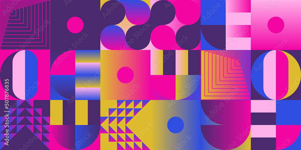 Poster pop art aesthetics abstract vector pattern with weird geometric shapes and bizarre artistic forms
