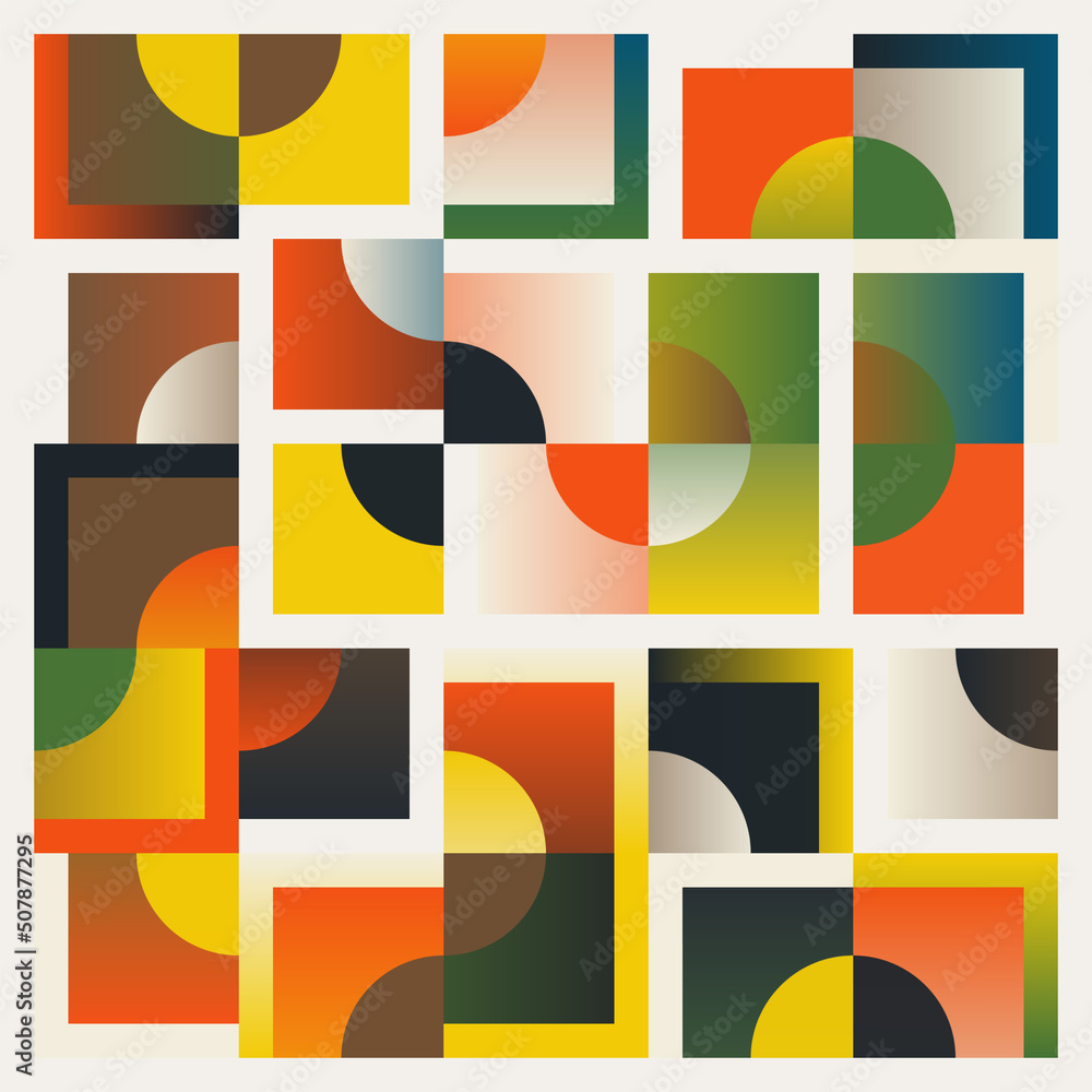 Poster bauhaus aesthetics graphics art made vector geometric shapes and abstract forms
