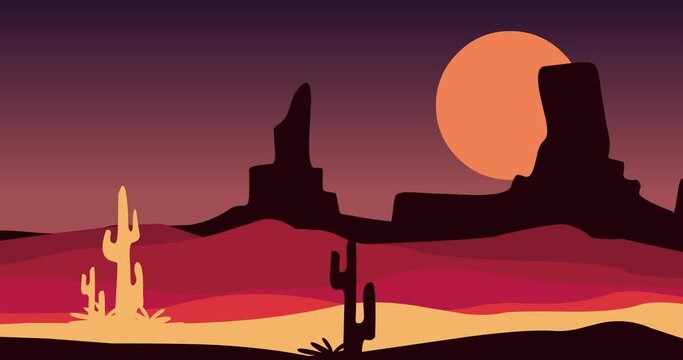 cactus rocky mountains parallax animation