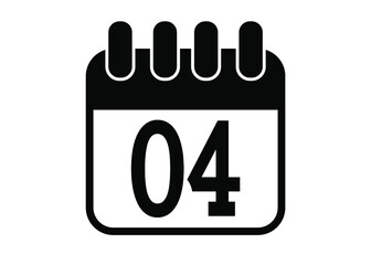 Day 4. Simple day 4 calendar icon in black and white.