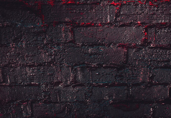 Brick brown Wall. Rock pile. Rock background. Rock texture. Stone background. Paint spots. Rock surface with cracks. Grunge Rough structure. Abstract texture.