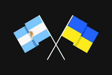 Flags of the countries of Ukraine and the Argentine Republic (South America) in national colors. Help and support from friendly countries. Flat minimal design.