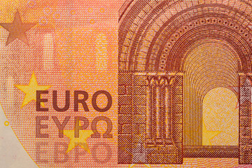 Nahaufnahme Ausschnitt einer 10 EURO Banknote	