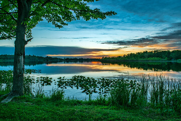 sunset over the lake