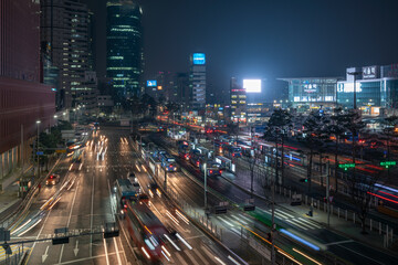 The traffic in downtown Seoul South Korea