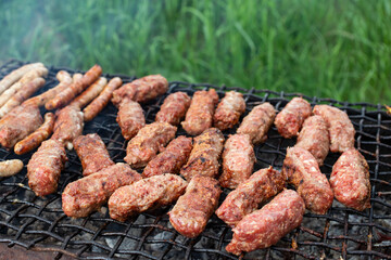 Hot barbeque Romanian style with 