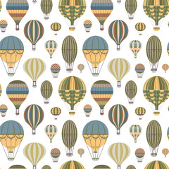 Vintage Hot Air Balloons Seamless Pattern