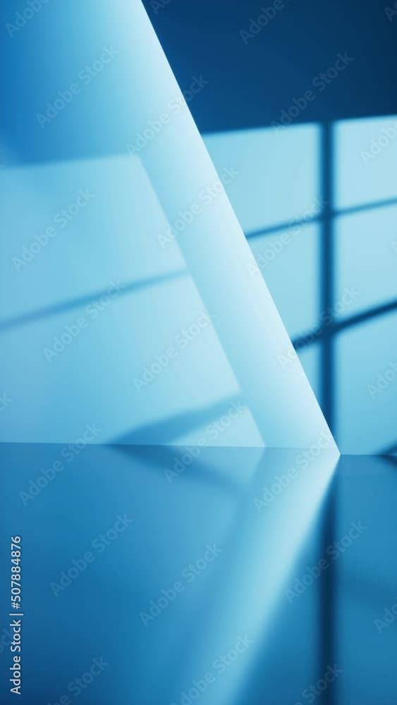 Poster blue empty room with geometry structure, 3d rendering.