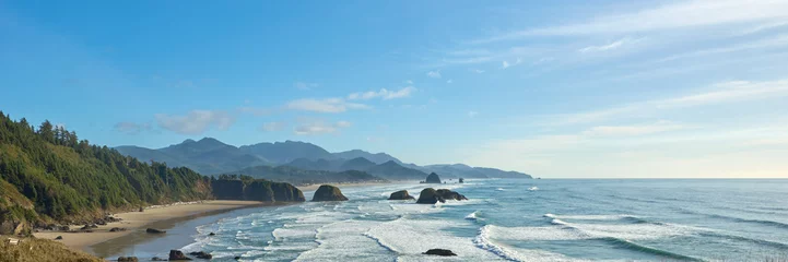 Foto op Canvas Panorama of the ocean coastline near Cannon Beach in Oregon. © thecolorpixels