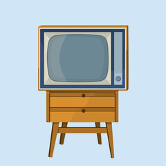 An old TV on the shelf. Vector illustration