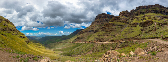 Looking down in the valley and Sani Pass