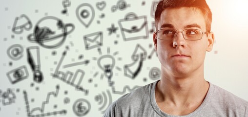 Science technology concept. Scientific examination. Scientist man.